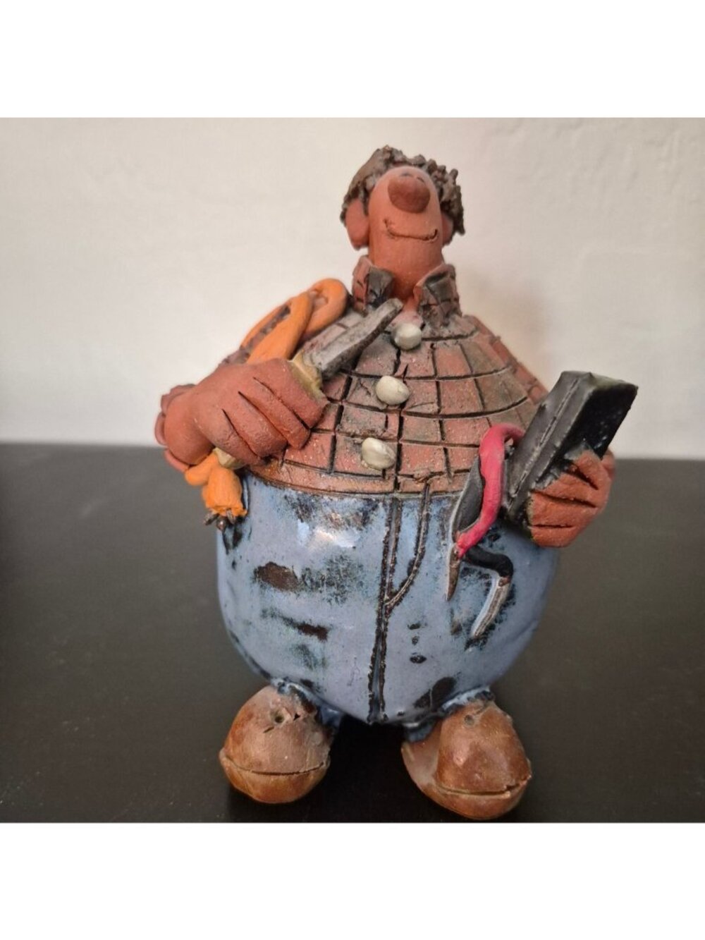 Handcrafted Balloon People Electrical Worker Holding Tools & Rope - Signed 2006